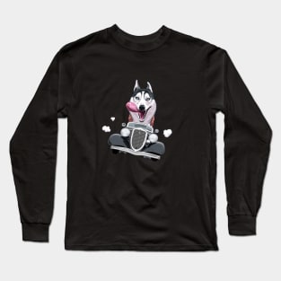 Siberian Husky Driving a Classic Car Long Sleeve T-Shirt